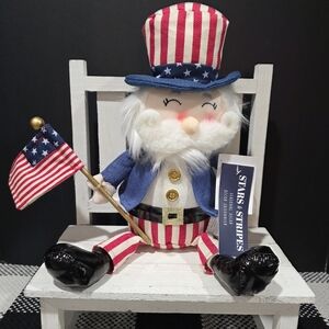 🇺🇲Patriotic Uncle Sam Plush Decor USA Red White & Blue Flag.
